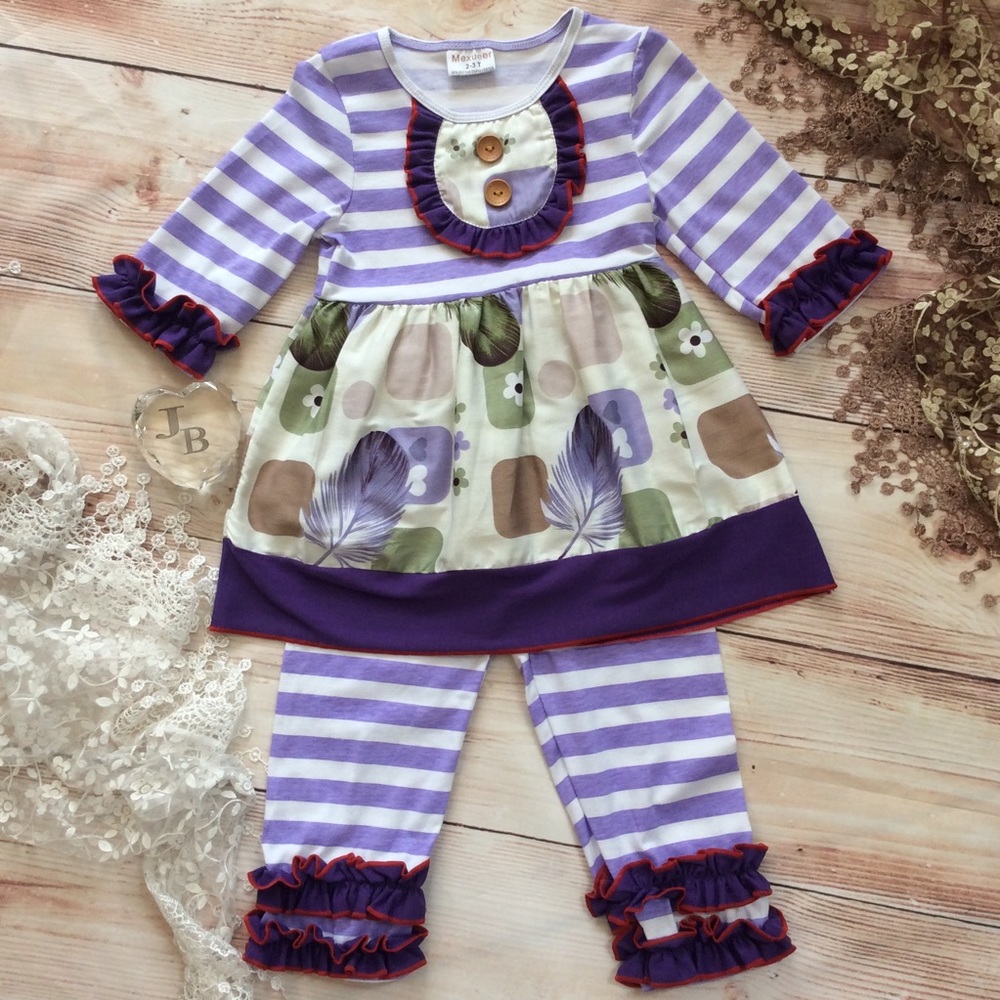 🦋SALE🦋Girls Purple Ruffle 2pc Outfit